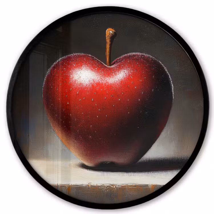 Apple - Hart - Rood Fotolijst rond zonder passe partout klein -3d
