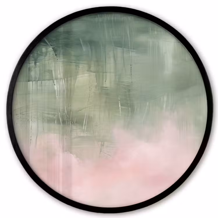 Kunst - Abstract - Modern - Groen - Roze Fotolijst rond zonder passe partout klein -3d