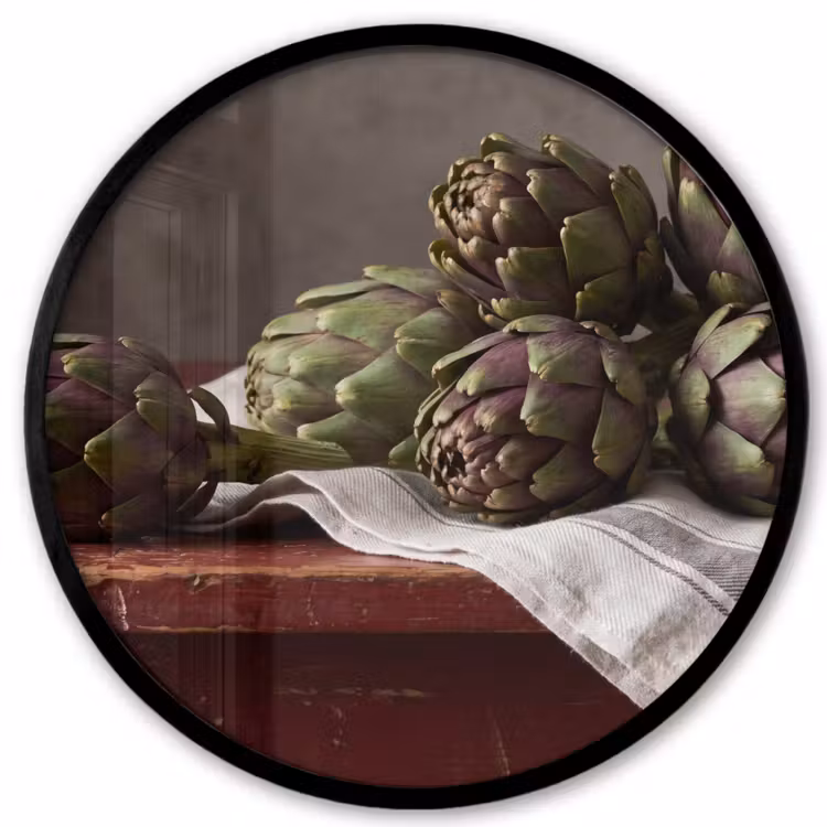 Photo Frame Round - Artichoke - Food - Rustic - Artisjok - Eten - Rustiek Fotolijst rond zonder passe partout klein