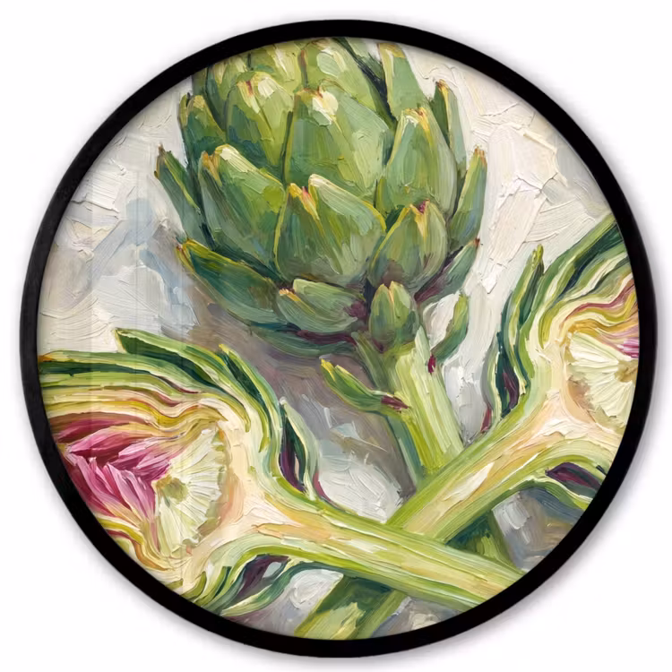Photo Frame Round - Artichoke - Lemon - Food - Artisjok - Citroen - Eten Fotolijst rond zonder passe partout klein