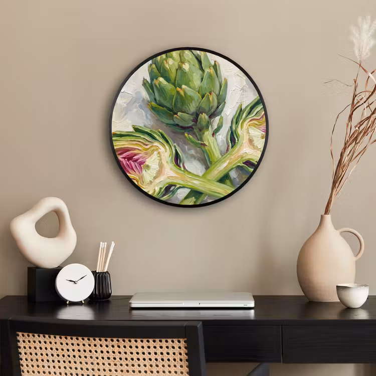 Photo Frame Round - Artichoke - Lemon - Food - Artisjok - Citroen - Eten Fotolijst rond zonder passe partout klein