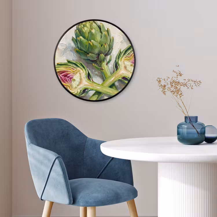 Photo Frame Round - Artichoke - Lemon - Food - Artisjok - Citroen - Eten Fotolijst rond zonder passe partout klein