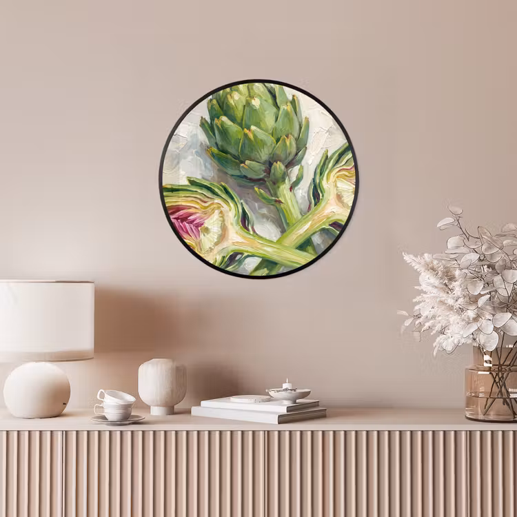 Photo Frame Round - Artichoke - Lemon - Food - Artisjok - Citroen - Eten Fotolijst rond zonder passe partout klein