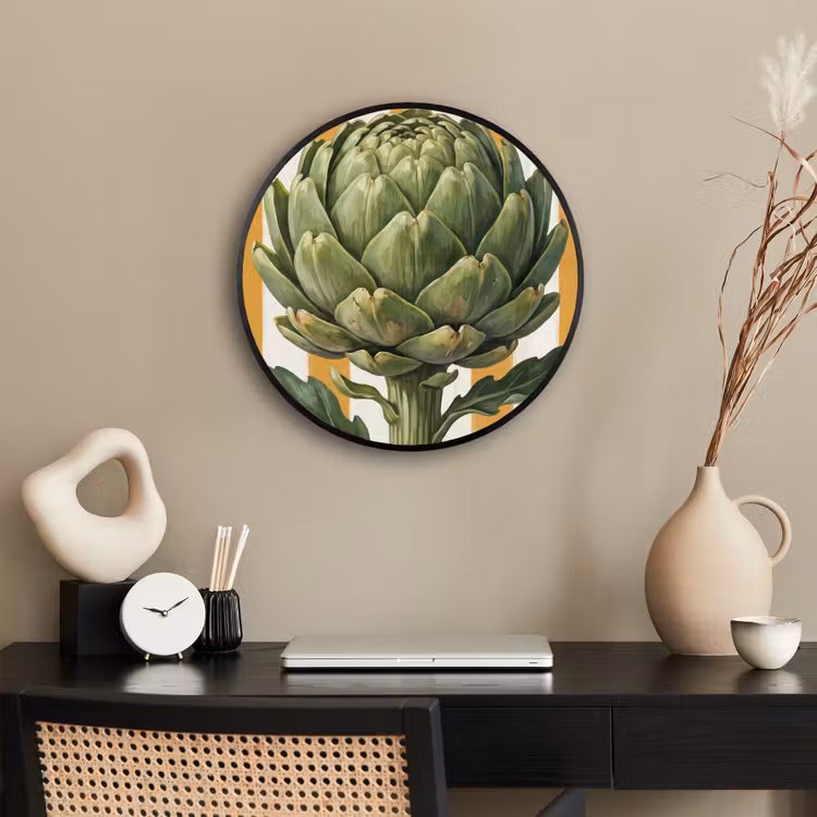 Photo Frame Round - Artichoke - Modern - Vegetable - Artisjok - Modern - Groente Fotolijst rond zonder passe partout klein