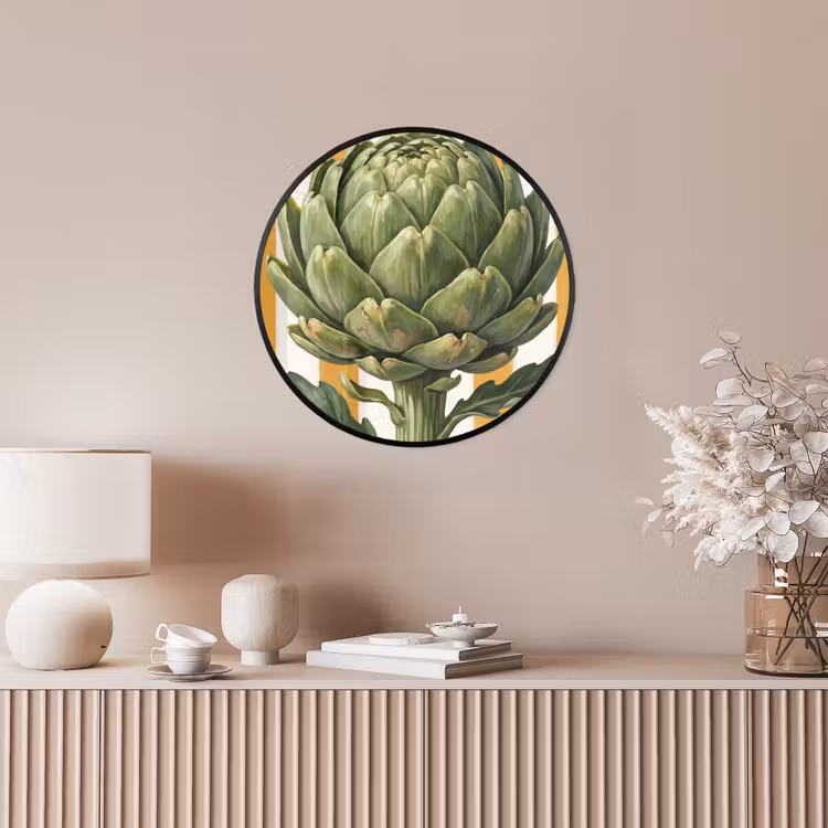 Photo Frame Round - Artichoke - Modern - Vegetable - Artisjok - Modern - Groente Fotolijst rond zonder passe partout klein