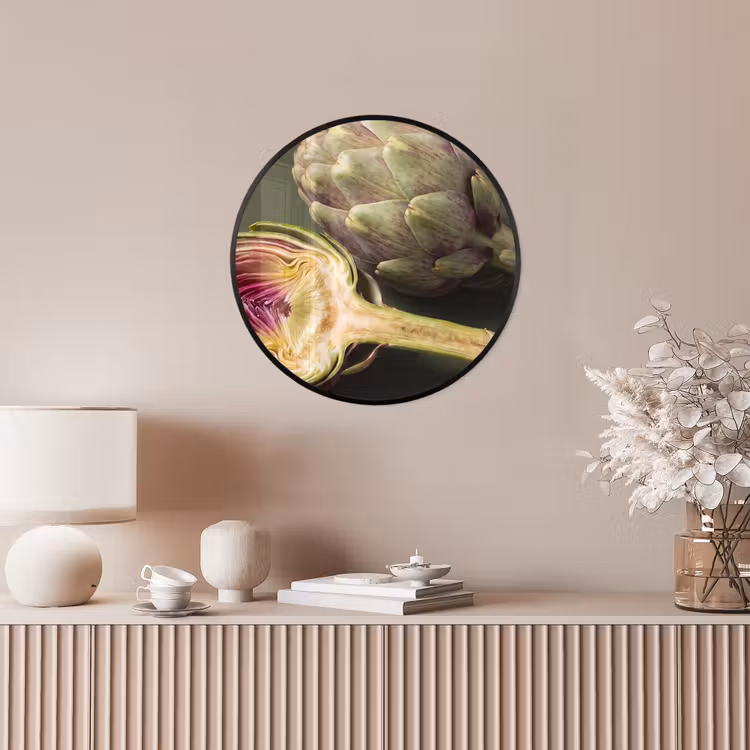 Photo Frame Round - Artichoke - Purple - Food - Artisjok - Paars - Voedsel Fotolijst rond zonder passe partout klein