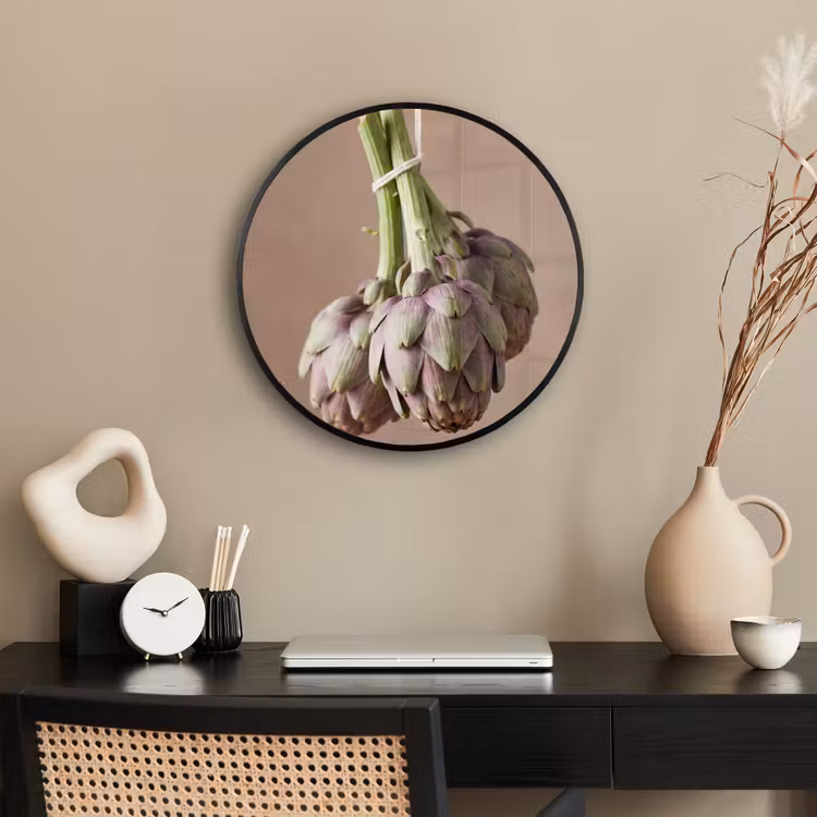Photo Frame Round - Artichokes - Hanging - Vegetables - Artisjokken - Hangend - Groenten Fotolijst rond zonder passe partout klein