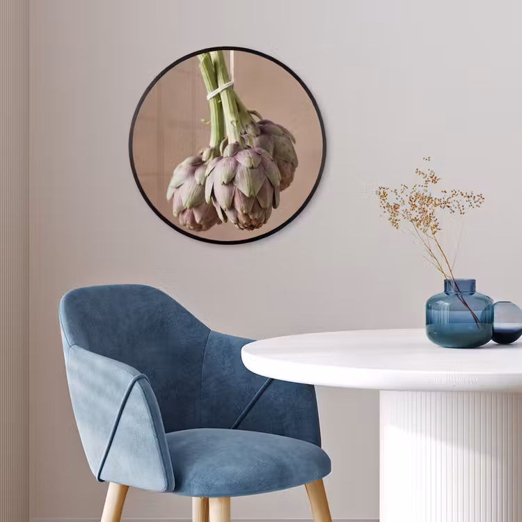 Photo Frame Round - Artichokes - Hanging - Vegetables - Artisjokken - Hangend - Groenten Fotolijst rond zonder passe partout klein