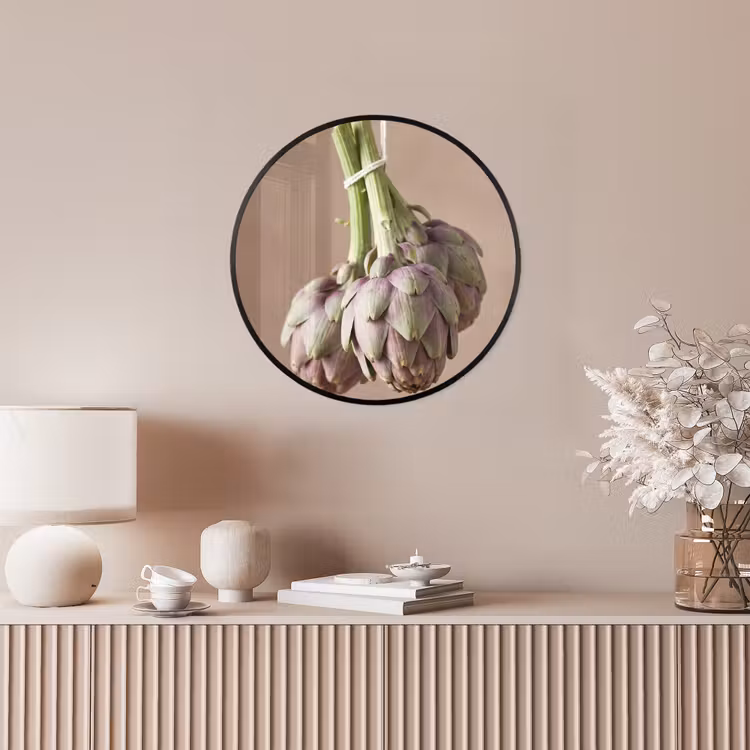 Photo Frame Round - Artichokes - Hanging - Vegetables - Artisjokken - Hangend - Groenten Fotolijst rond zonder passe partout klein