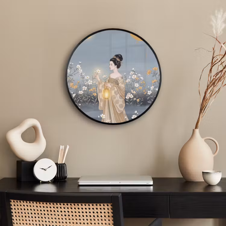 Aziatisch - Vrouw - Kimono Fotolijst rond zonder passe partout klein -sfeer1
