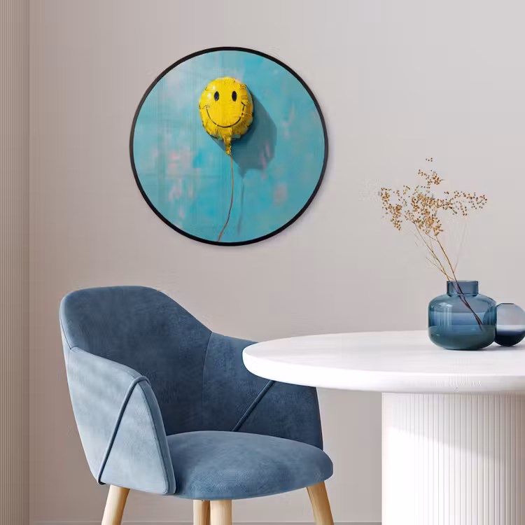 Ballon - Geel - Smiley Fotolijst rond zonder passe partout klein -sfeer2