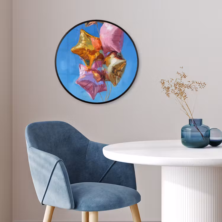 Ballonnen - Goud - Stervorm - Roze Fotolijst rond zonder passe partout klein -sfeer2