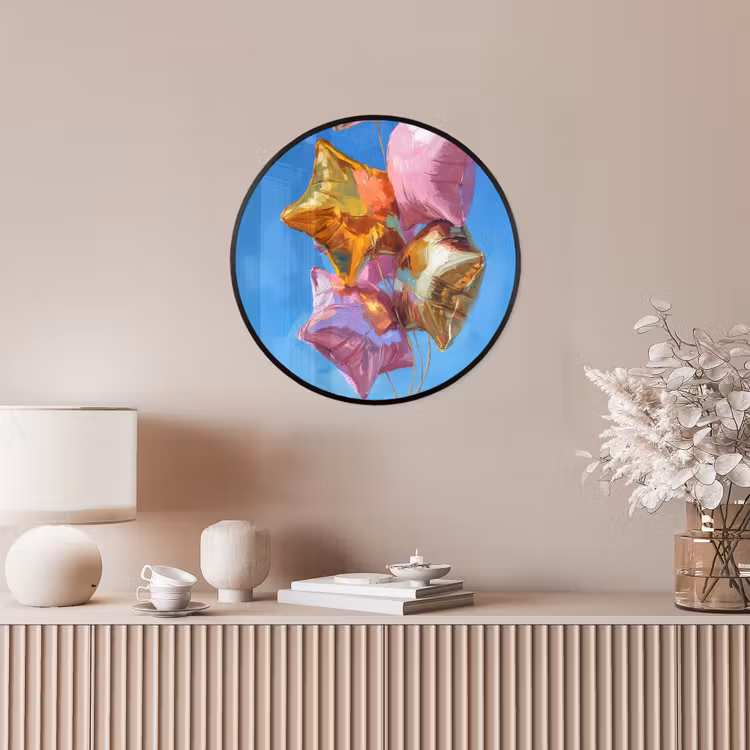 Ballonnen - Goud - Stervorm - Roze Fotolijst rond zonder passe partout klein -sfeer3