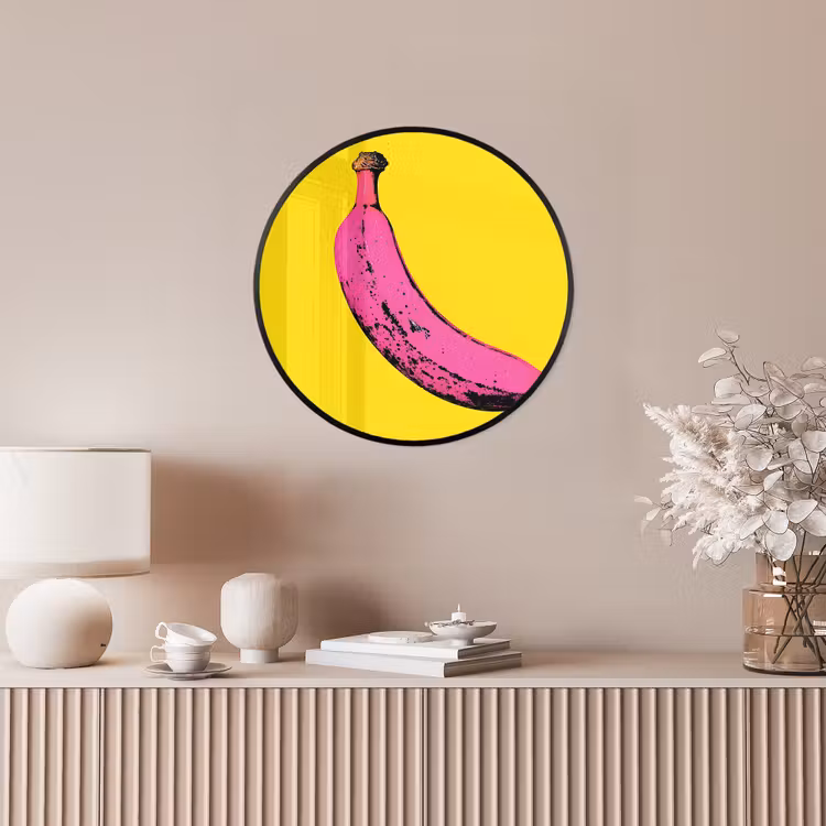 Banaan - Grafisch - Geel Fotolijst rond zonder passe partout klein -sfeer3