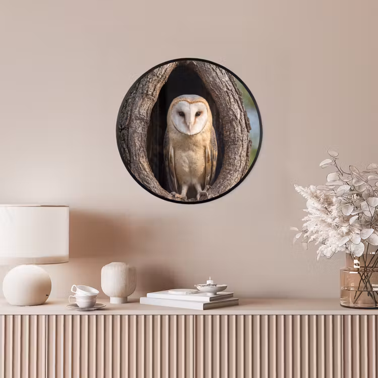 Kerkuil - Boom - Natuur - Bruin Fotolijst rond zonder passe partout klein -sfeer3
