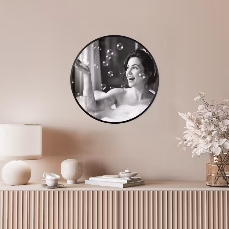 Bad - Bubbels - Zwart - Wit Fotolijst rond zonder passe partout klein -sfeer3