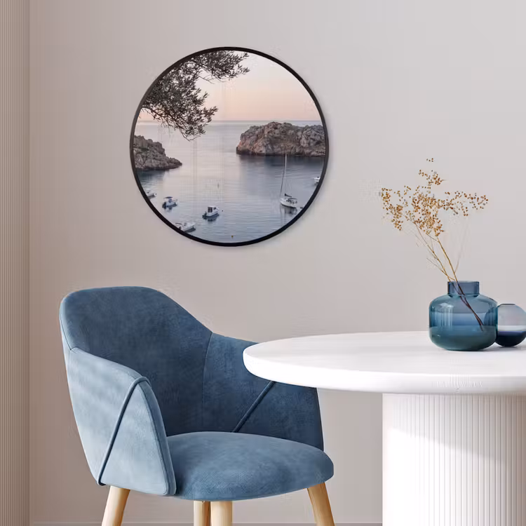 Photo Frame Round - Bay - boats - sunset - Baai - boten - zonsondergang Fotolijst rond zonder passe partout klein