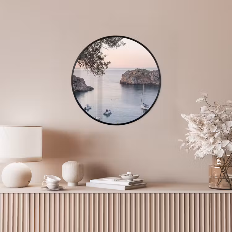 Photo Frame Round - Bay - boats - sunset - Baai - boten - zonsondergang Fotolijst rond zonder passe partout klein