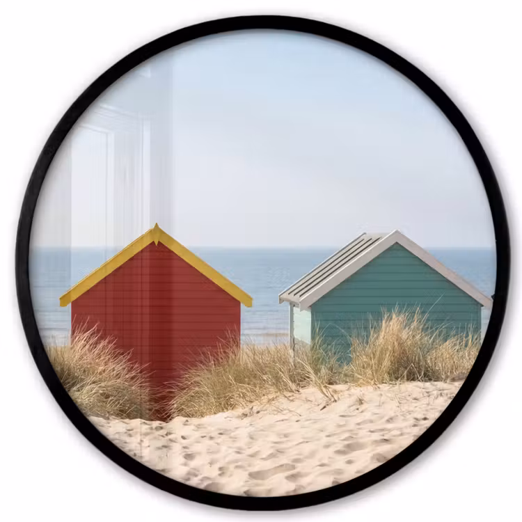 Strand - Huisjes - Kleurrijk - Duinen Fotolijst rond zonder passe partout klein -3d