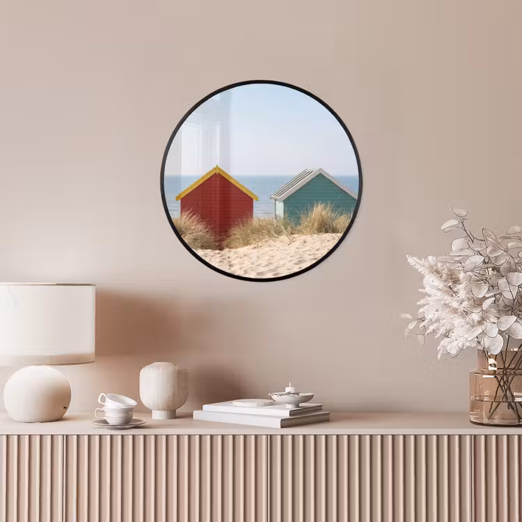 Strand - Huisjes - Kleurrijk - Duinen Fotolijst rond zonder passe partout klein -sfeer3