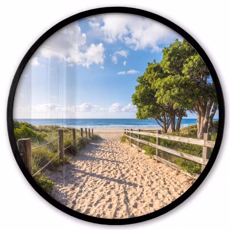 Strand - Zandpad - Oceaan - Natuur Fotolijst rond zonder passe partout klein -3d