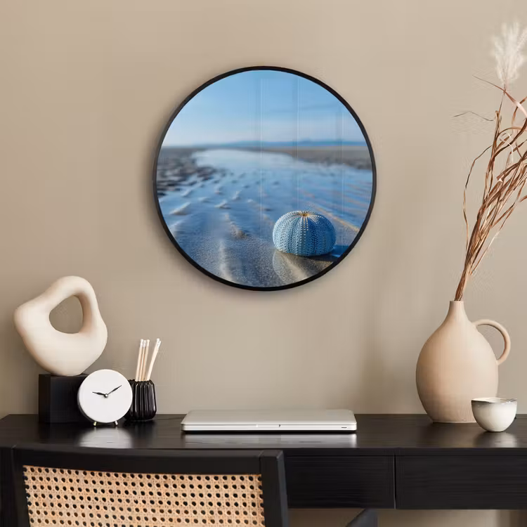 Strand - Schild - Water - Blauw Fotolijst rond zonder passe partout klein -sfeer1