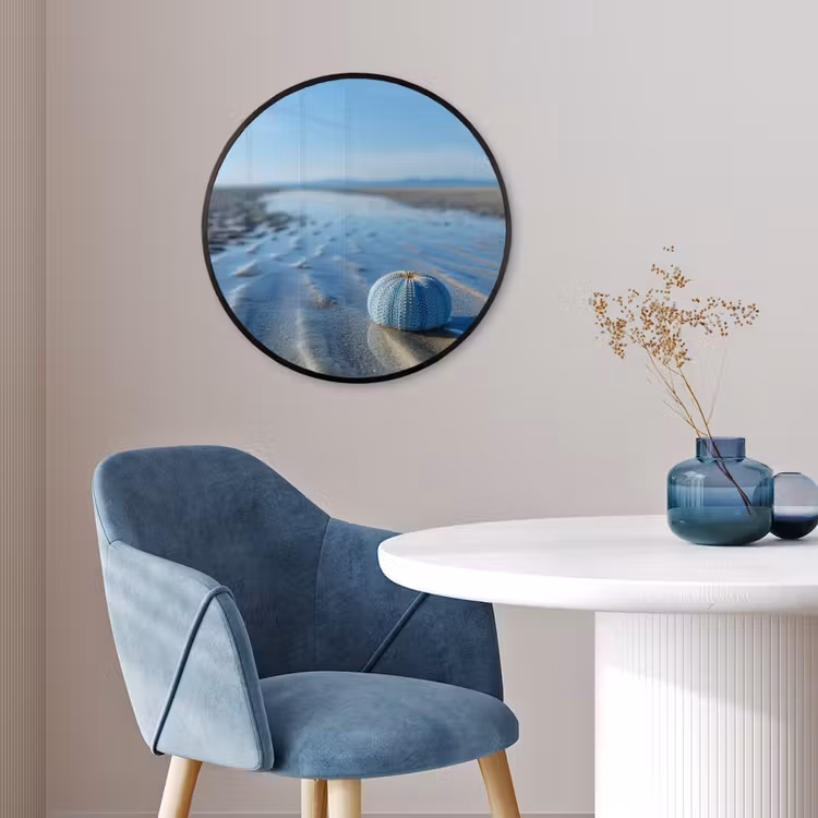Strand - Schild - Water - Blauw Fotolijst rond zonder passe partout klein -sfeer2