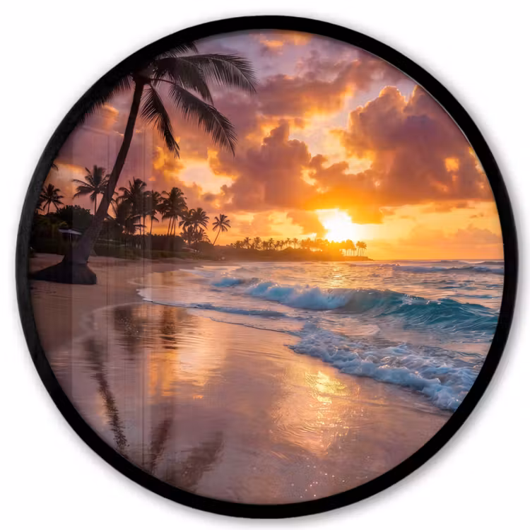 Strand - Zonsopgang - Tropisch - Natuur - Oranje Fotolijst rond zonder passe partout klein -3d