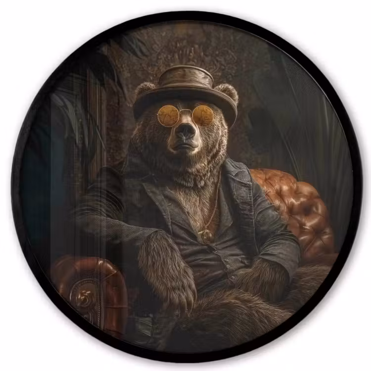 Beer - Bruin - Pak - Hoed Fotolijst rond zonder passe partout klein -3d