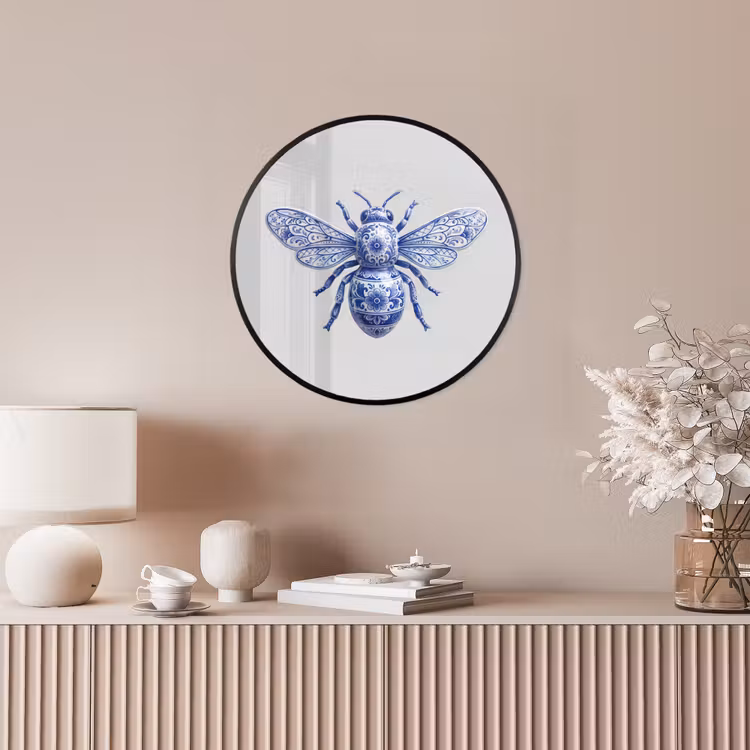 Bij - Modern - Delfts - Blauw Fotolijst rond zonder passe partout klein -sfeer3
