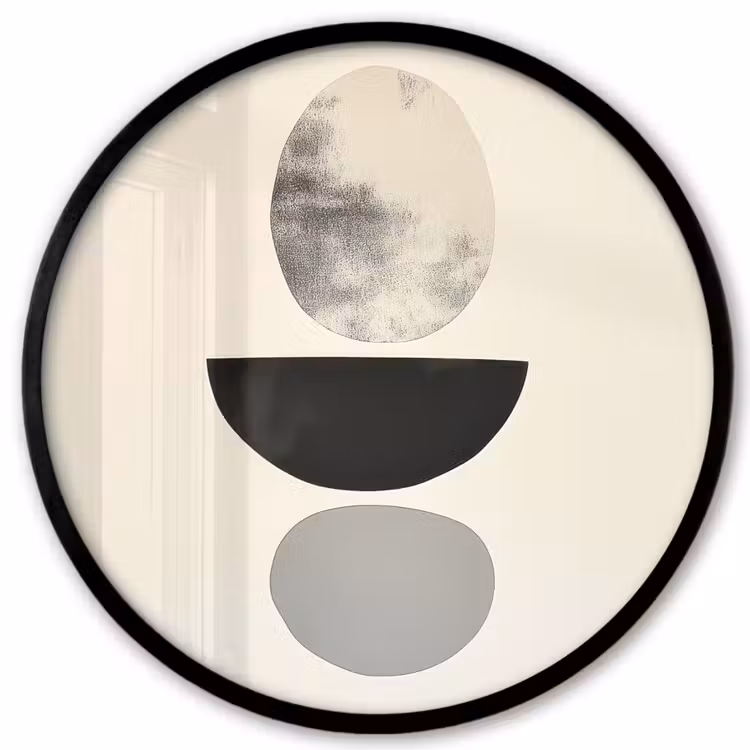 Beige - Japandi - Wabi sabi Fotolijst rond zonder passe partout klein -3d