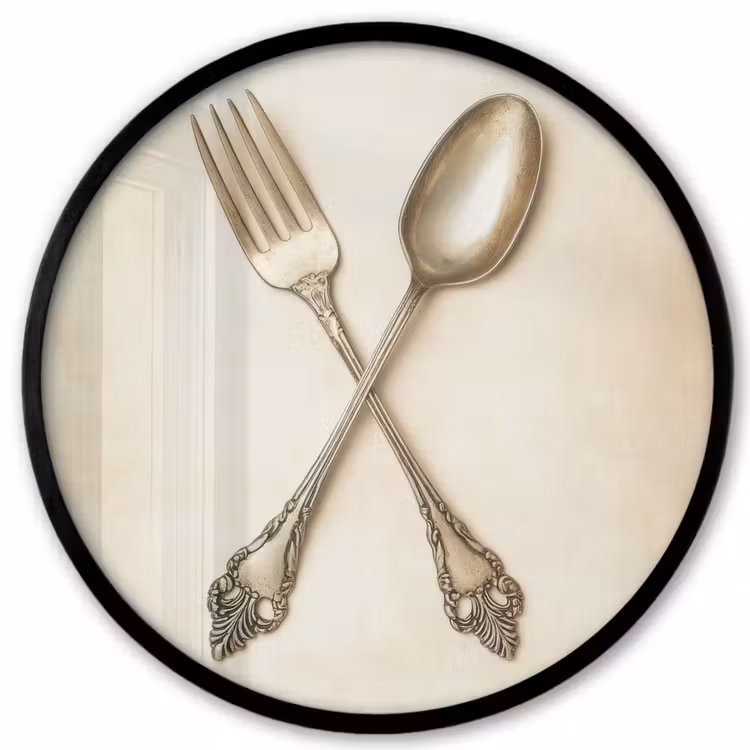 Beige - Vintage - Bestek Fotolijst rond zonder passe partout klein -3d