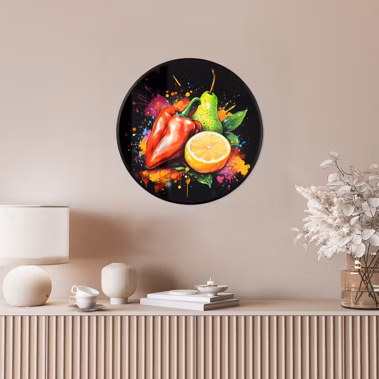 Paprika - Peer - Citroen - Graffiti - Verf - Abstract Fotolijst rond zonder passe partout klein -sfeer3