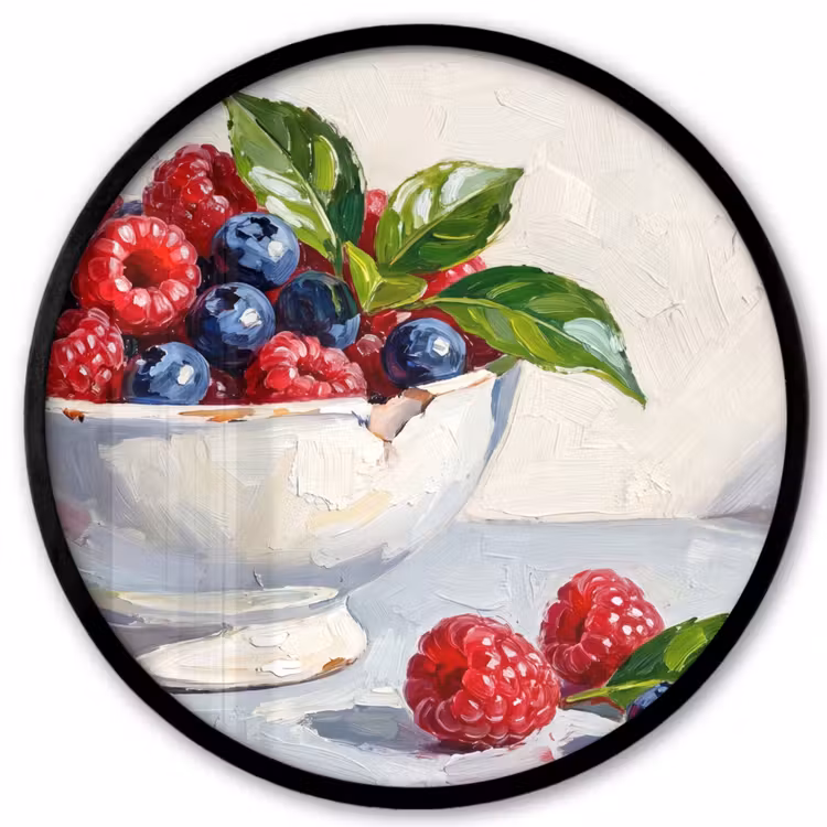 Photo Frame Round - Berries - Bowl - Food - Bessen - Kom - Eten Fotolijst rond zonder passe partout klein