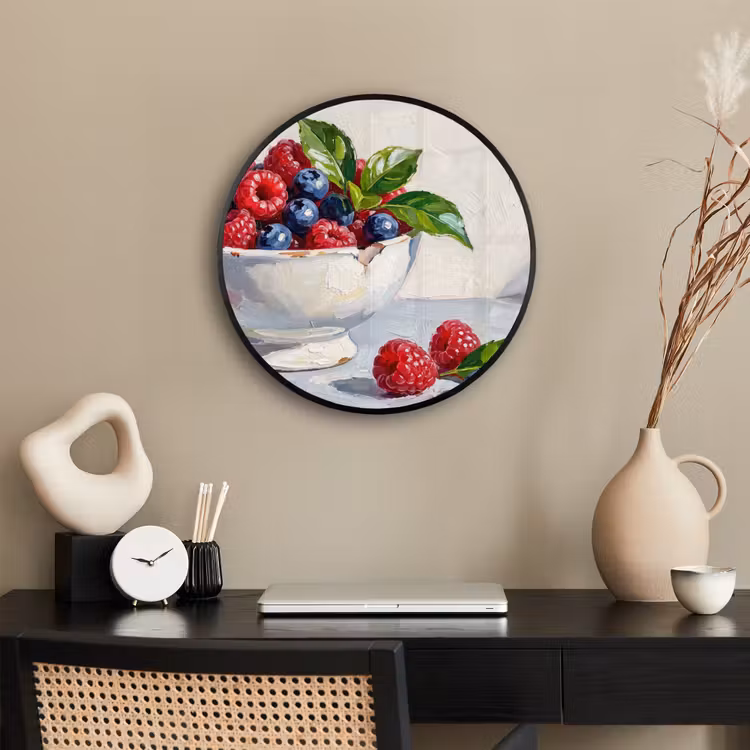 Photo Frame Round - Berries - Bowl - Food - Bessen - Kom - Eten Fotolijst rond zonder passe partout klein