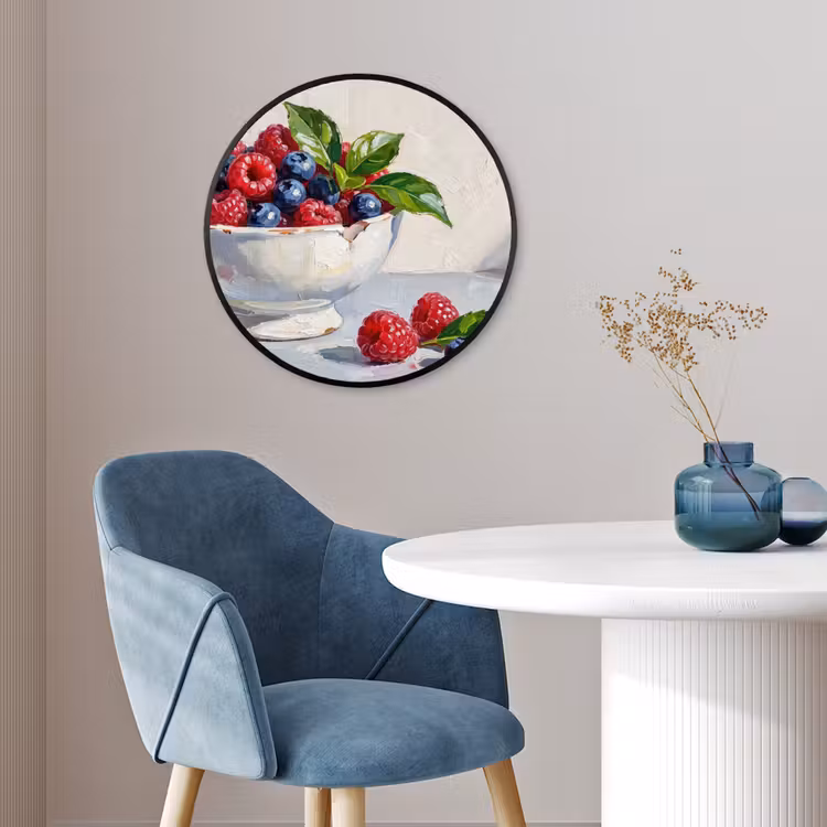 Photo Frame Round - Berries - Bowl - Food - Bessen - Kom - Eten Fotolijst rond zonder passe partout klein