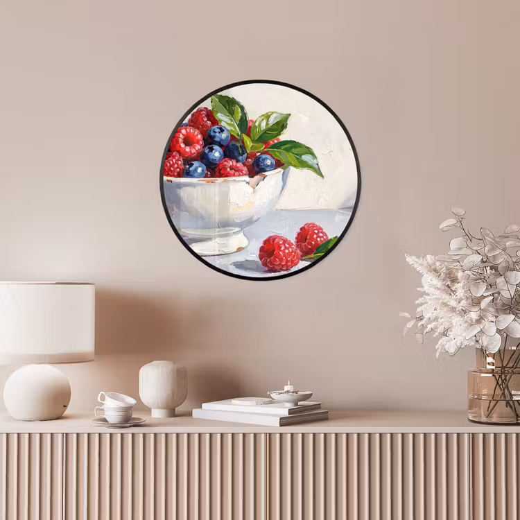 Photo Frame Round - Berries - Bowl - Food - Bessen - Kom - Eten Fotolijst rond zonder passe partout klein