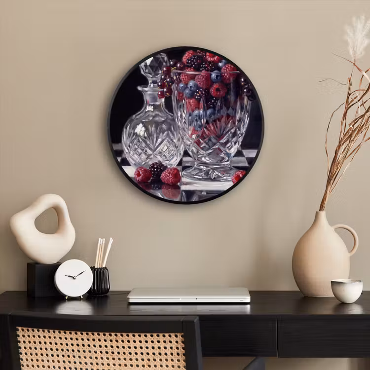 Photo Frame Round - Berries - Crystal - Still Life - Bessen - Kristal - Stilleven Fotolijst rond zonder passe partout klein