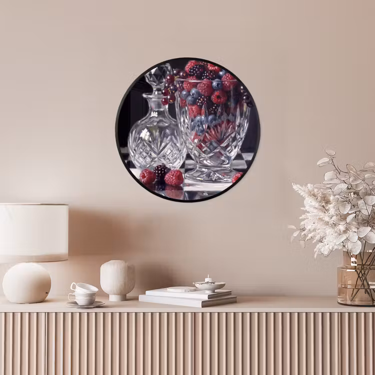 Photo Frame Round - Berries - Crystal - Still Life - Bessen - Kristal - Stilleven Fotolijst rond zonder passe partout klein