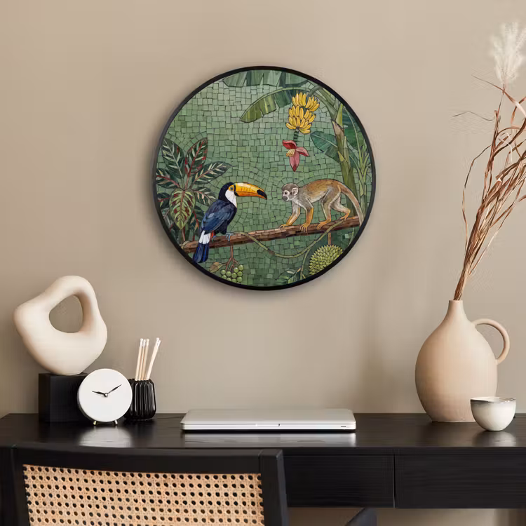 Vogel - Dier - Jungle - Mozaïek - Natuur Fotolijst rond zonder passe partout klein -sfeer1