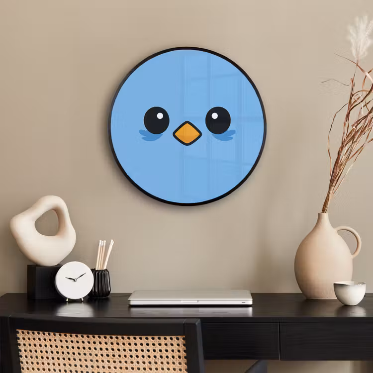 Vogel - Blauw - Eenvoudig Fotolijst rond zonder passe partout klein -sfeer1