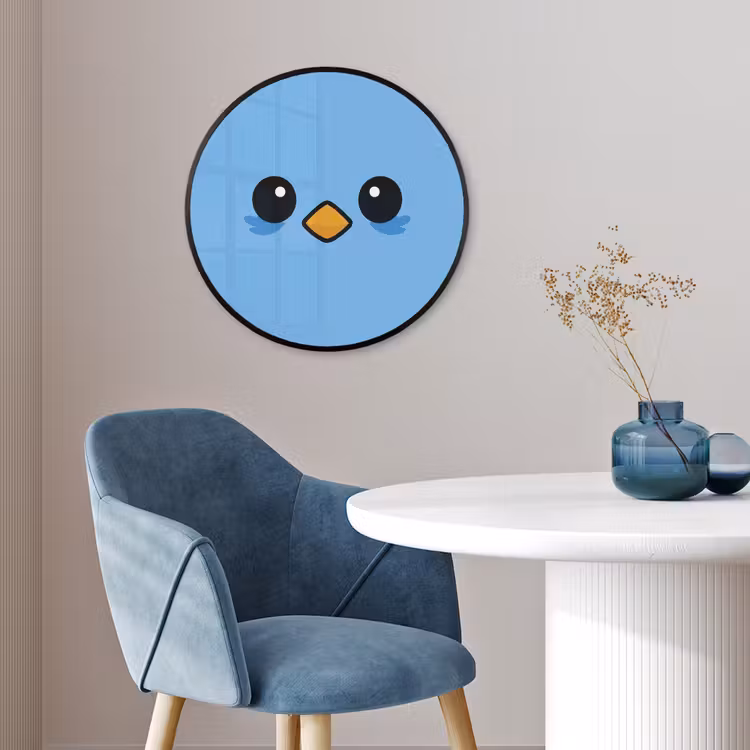 Vogel - Blauw - Eenvoudig Fotolijst rond zonder passe partout klein -sfeer2