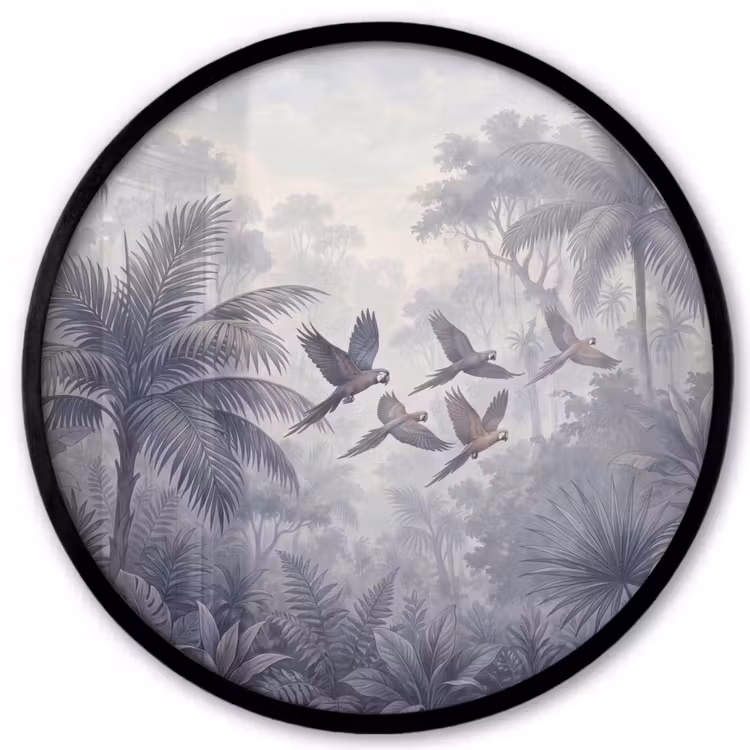 Vogel - Vliegend - Jungle - Vintage - Dieren Fotolijst rond zonder passe partout klein -3d