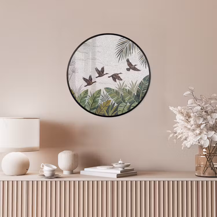 Vogel - Vliegend - Tropisch - Mozaïek - Groen Fotolijst rond zonder passe partout klein -sfeer3