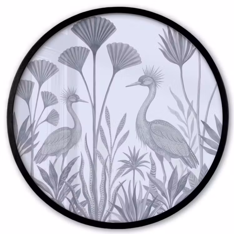 Vogel - Tropisch - Illustratie - Blauwgrijs - Natuur Fotolijst rond zonder passe partout klein -3d