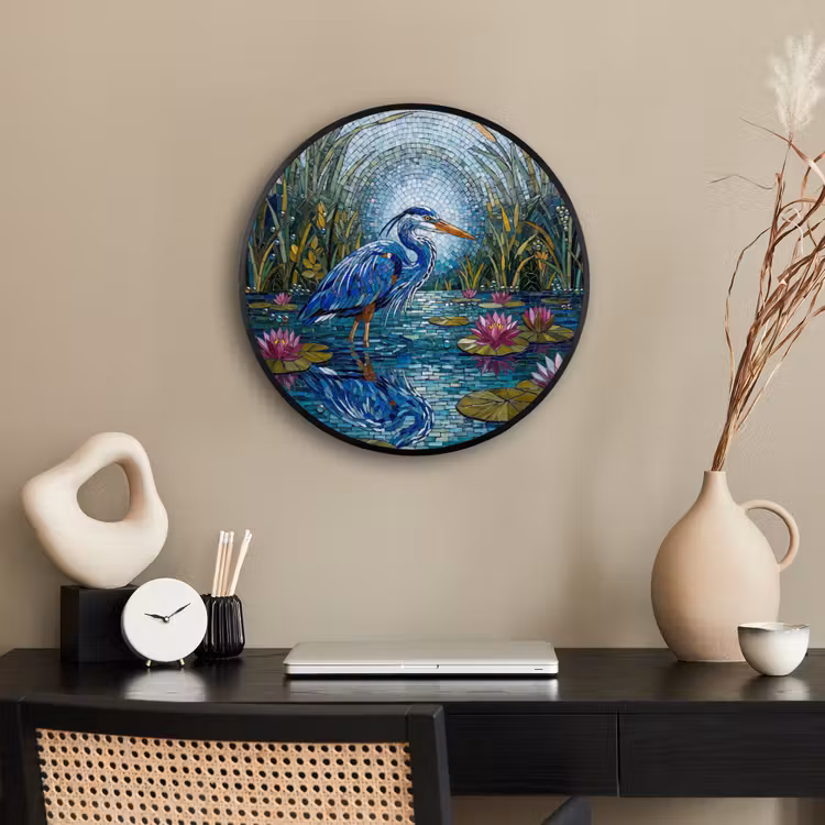 Vogel - Water - Natuur - Abstract - Blauw Fotolijst rond zonder passe partout klein -sfeer1