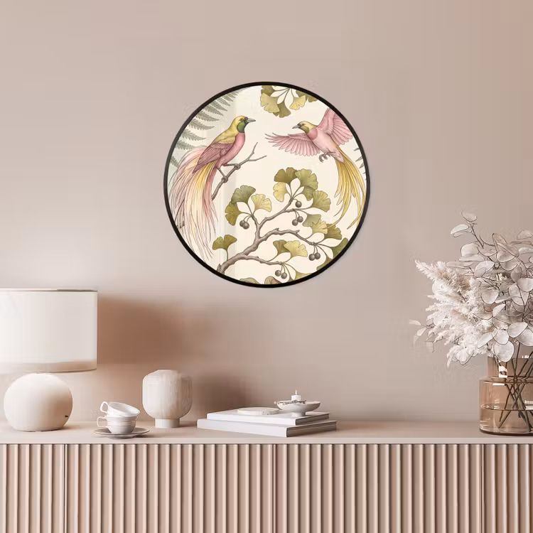 Vogels - Tropisch - Botanisch - Roze Fotolijst rond zonder passe partout klein -sfeer3