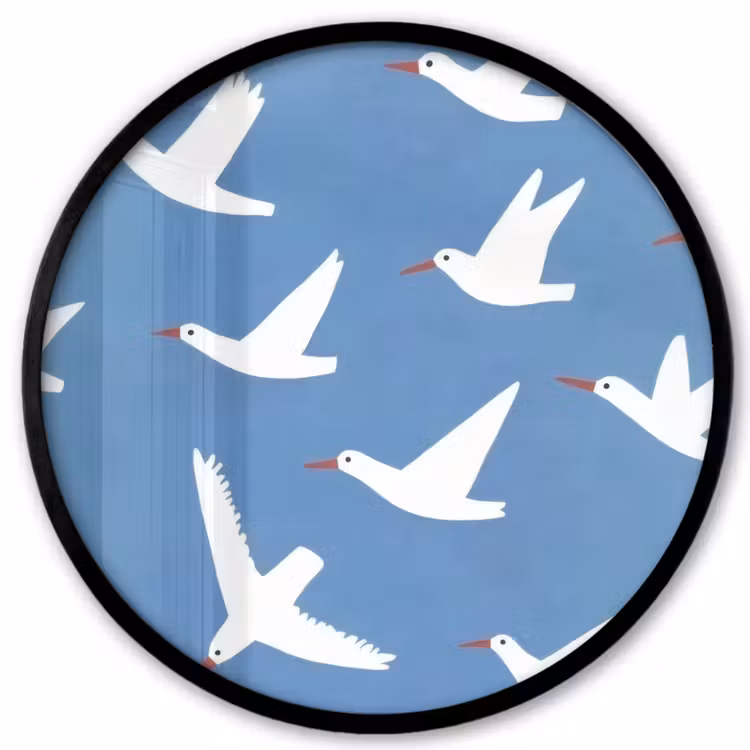 Vogels - Wit - Patroon Fotolijst rond zonder passe partout klein -3d