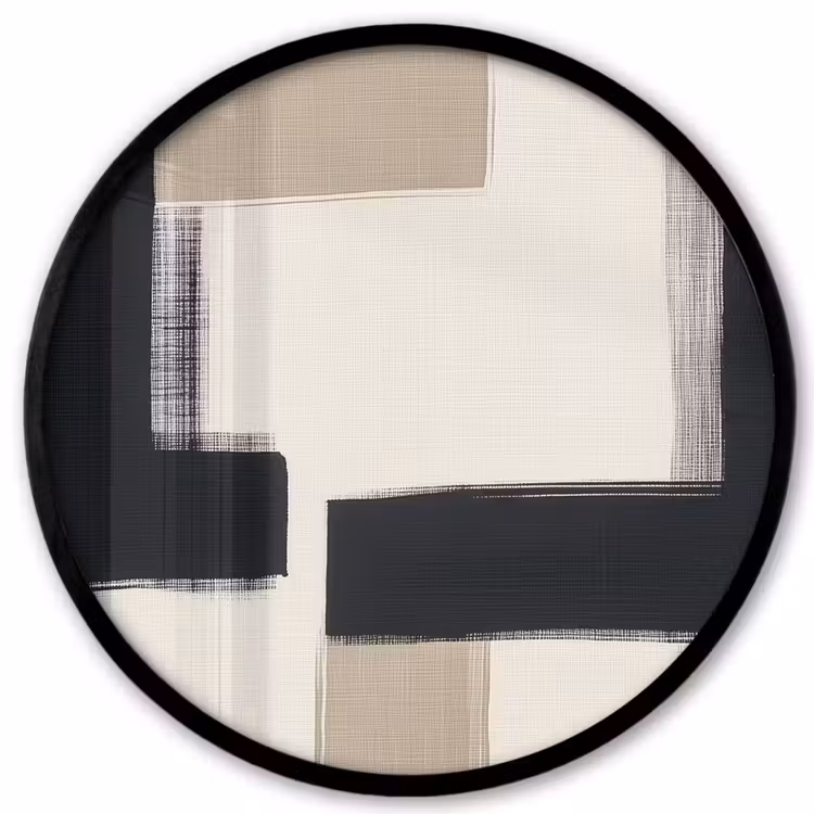Zwart - Abstract - Japandi Fotolijst rond zonder passe partout klein -3d