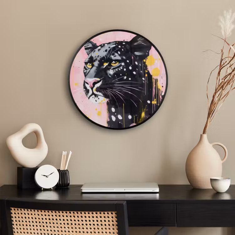 Zwart - Panter - Roze - Abstract Fotolijst rond zonder passe partout klein -sfeer1